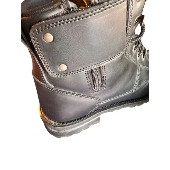 M-Boss Size 11.5 Genuine Leather Black Motorcycle Boots Steel Toe Side Zipper M-Boss Apparel BOS49001 Men main image 3